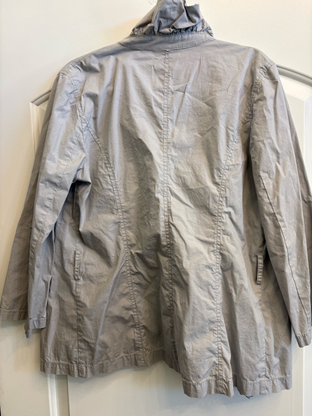 LOFT Light Gray Ruffle Open-Front Jacket (includes belt!) - Picture 2 of 2